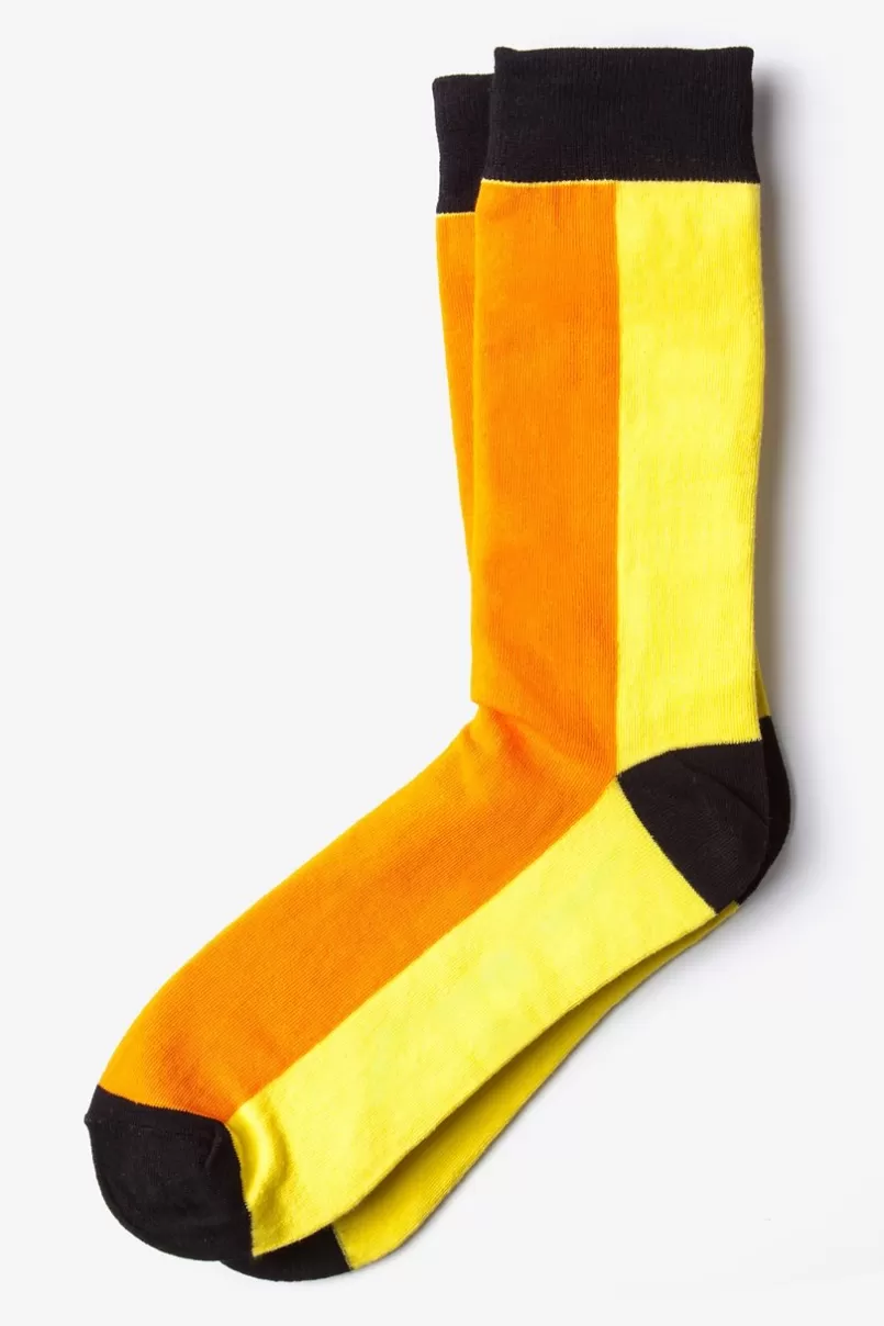 Ties Fullerton Split Orange Sock Orange&Yellow Fashion