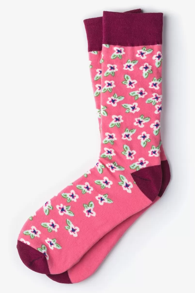 Ties Garden Grove Floral Coral Sock Best Sale