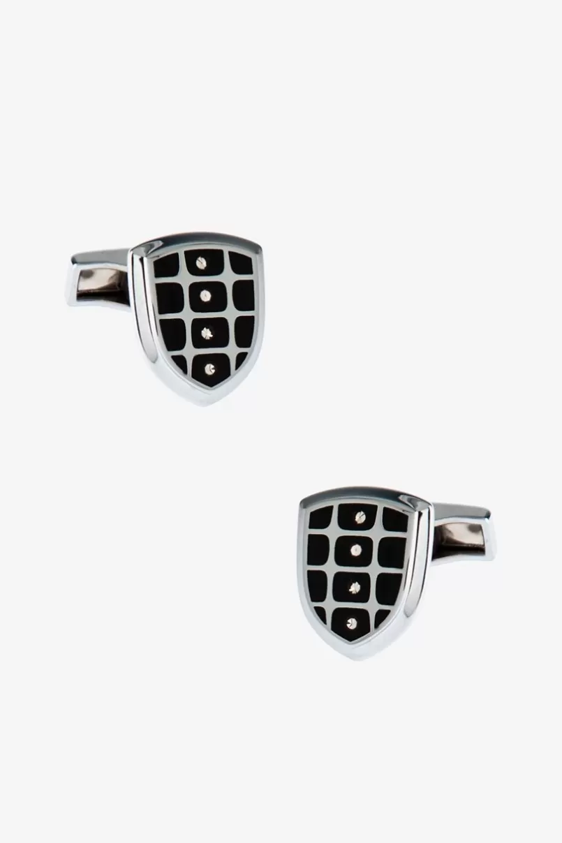 Ties Gemstone Grid Shield Black Cufflinks Best