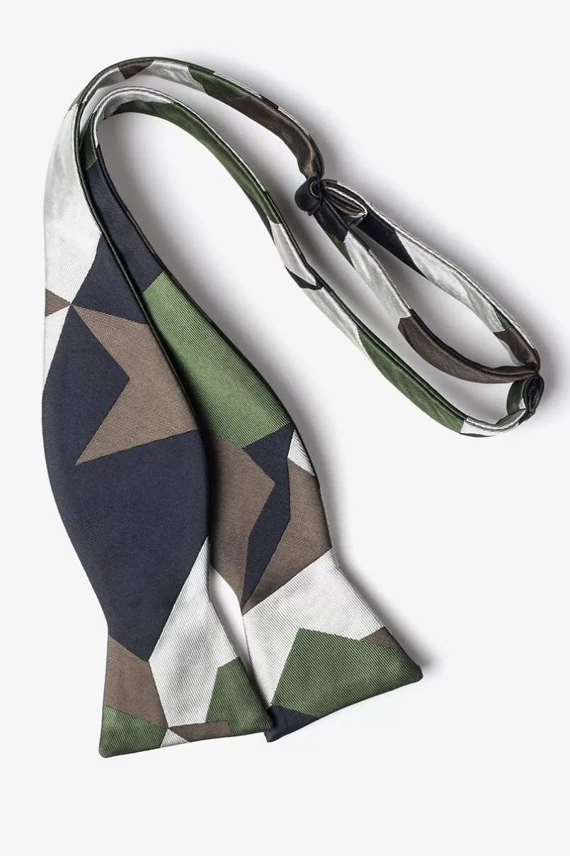 Ties Geometric Camo Green Self-Tie Bow Tie Best Sale