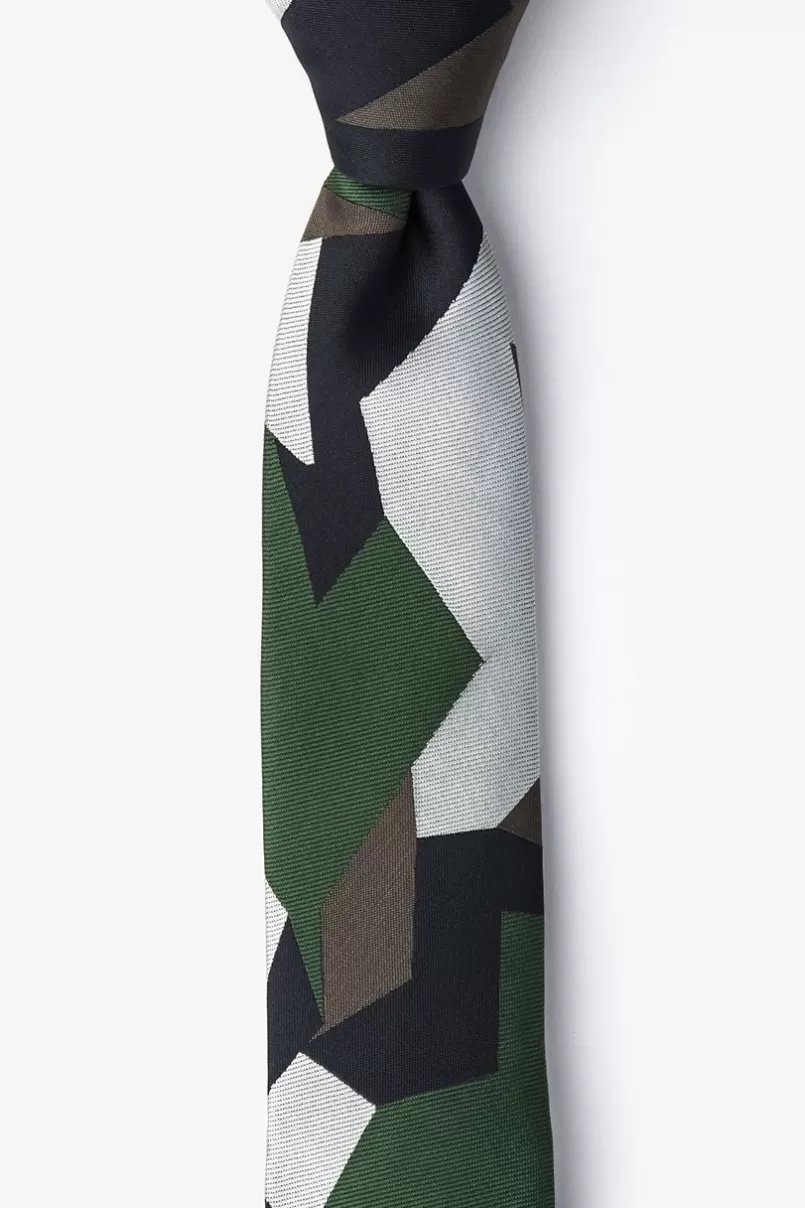 Ties Geometric Camo Green Skinny Tie Outlet