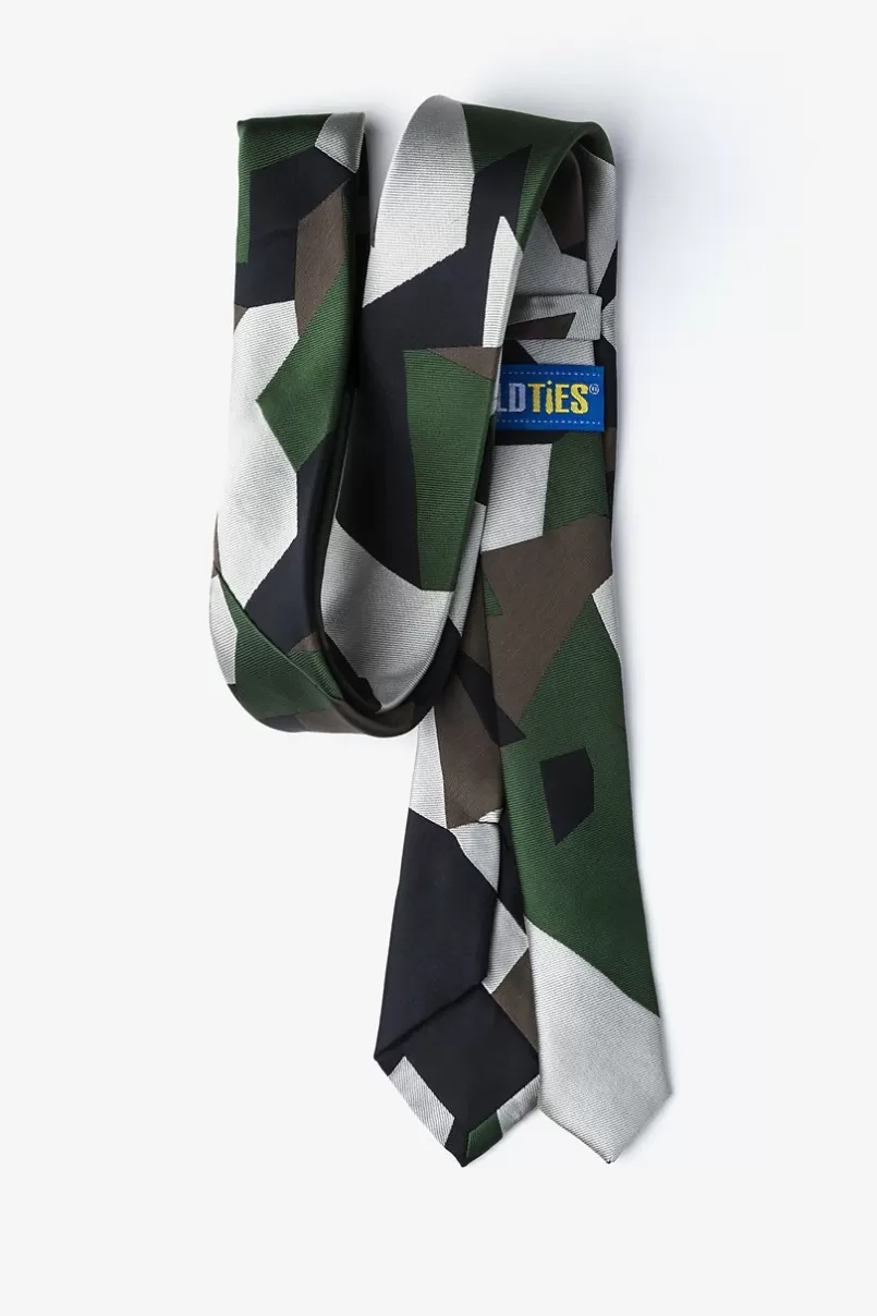 Ties Geometric Camo Green Skinny Tie Outlet