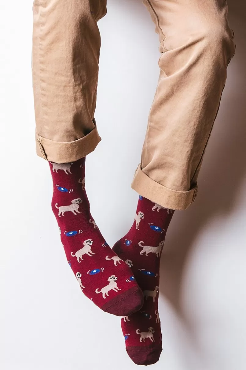 Ties Golden Retriever Sock Red Sale