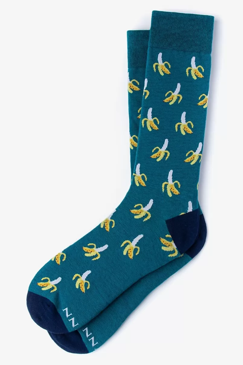 Ties Gone Bananas Teal Sock Cheap