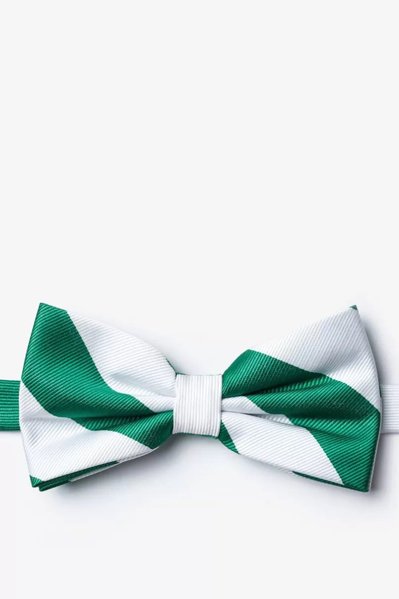 Ties Green & White Stripe Pre-Tied Bow Tie Green&White Shop