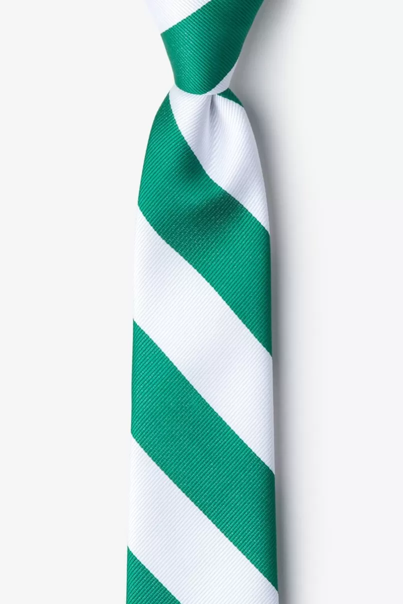 Ties Green & White Stripe Skinny Tie Green&White Store