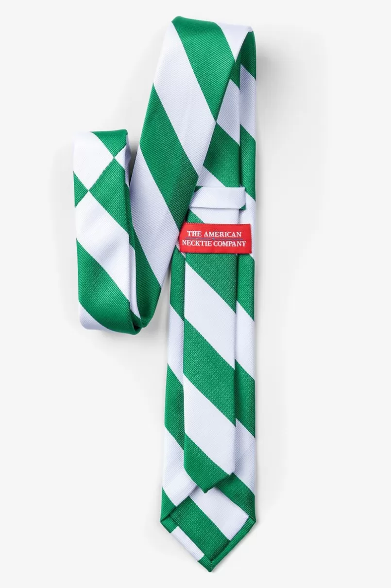 Ties Green & White Stripe Skinny Tie Green&White Store