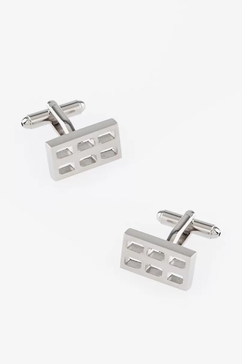 Ties Grid Silver Cufflinks Clearance