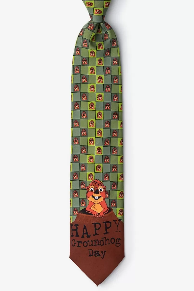 Ties Groundhog Day Green Tie Online