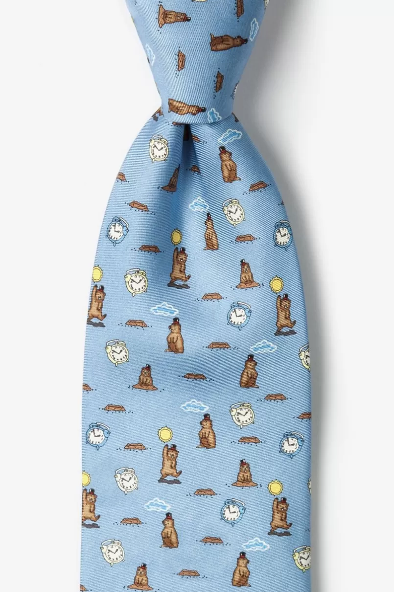 Ties Groundhog Day Light Blue Tie Discount