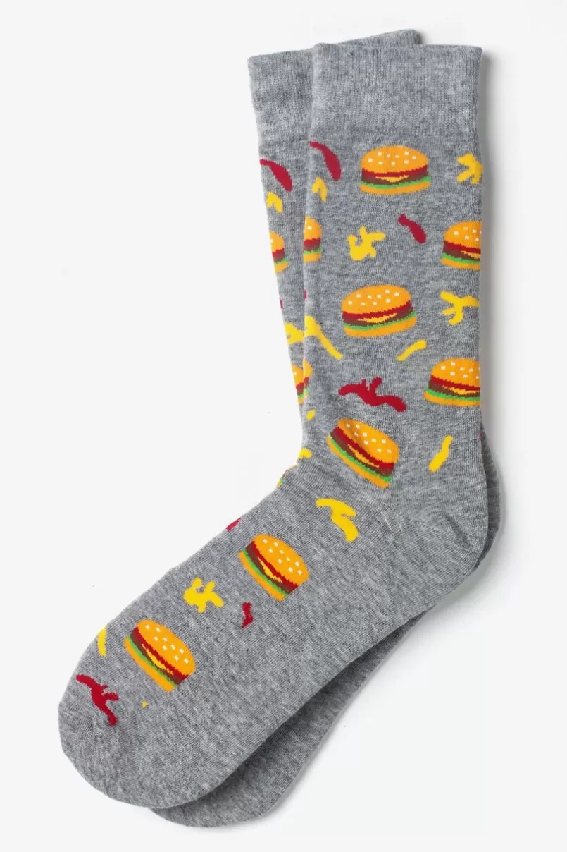 Ties Hamburger Sock Gray Cheap