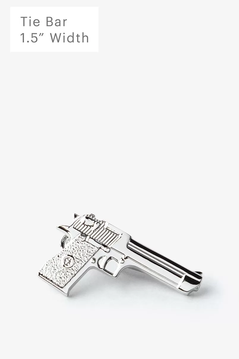 Ties Handgun Tie Bar Silver New