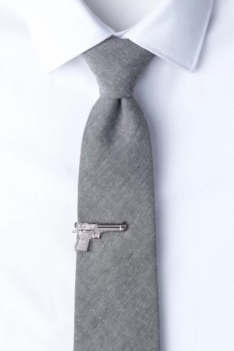 Ties Handgun Tie Bar Silver New