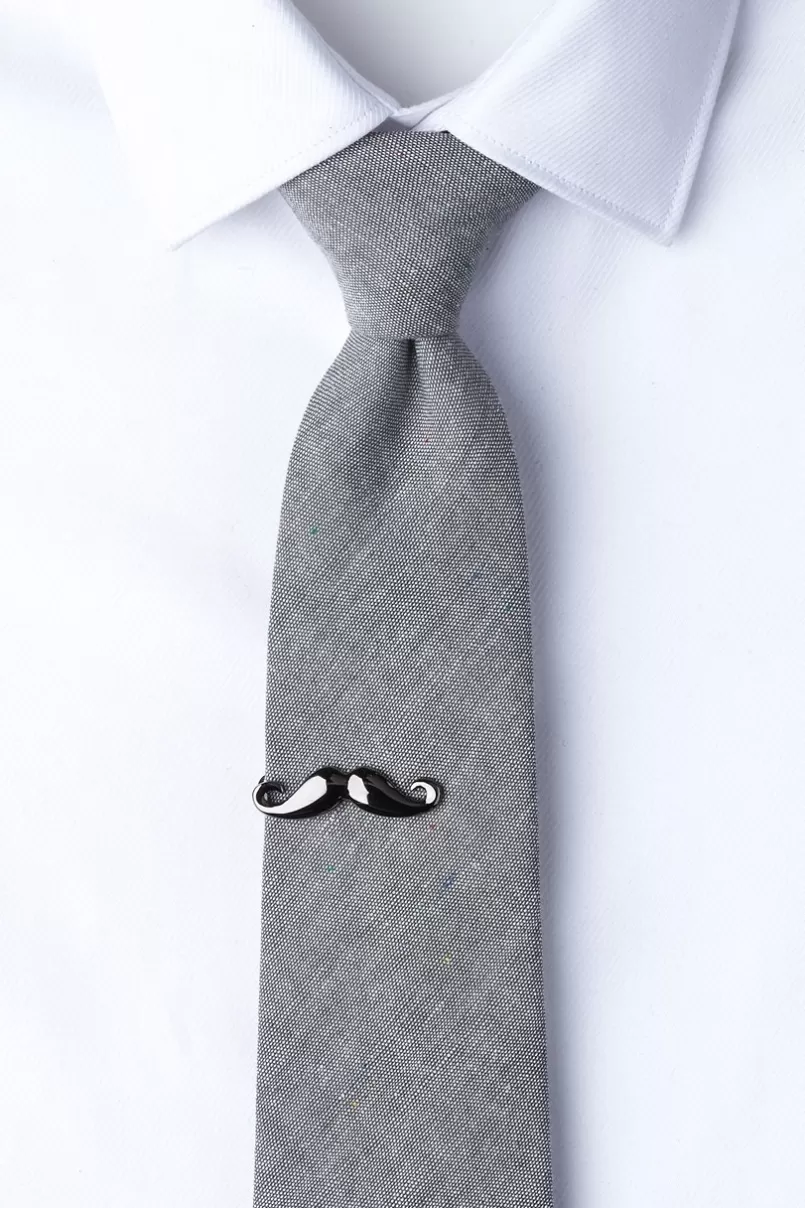 Ties Handlebar Mustache Tie Bar Gunmetal Flash Sale