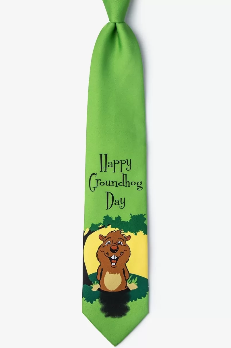 Ties Happy Groundhog Day Green Tie Best Sale