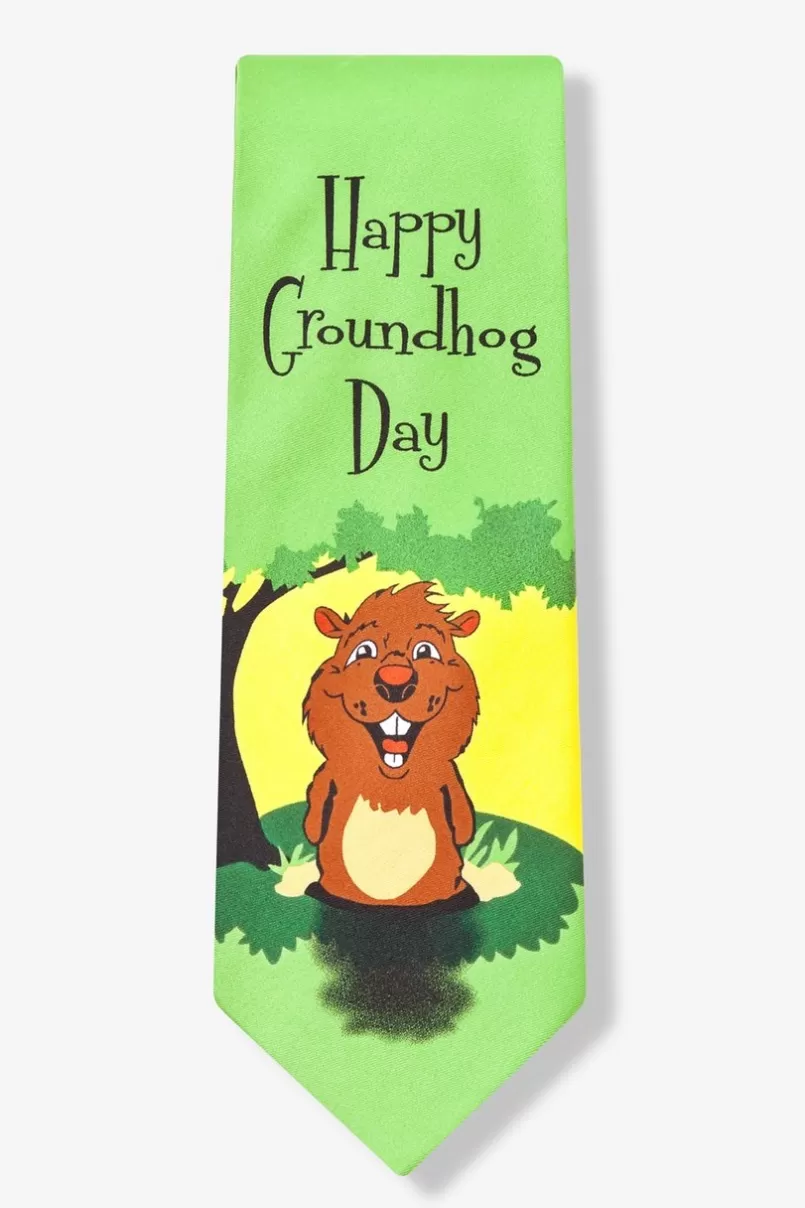 Ties Happy Groundhog Day Green Tie Best Sale