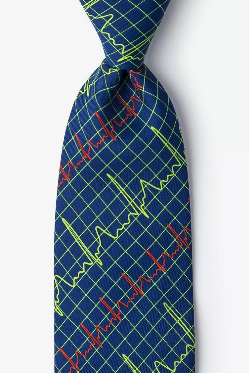 Ties Heart Beats Navy Blue Tie Clearance