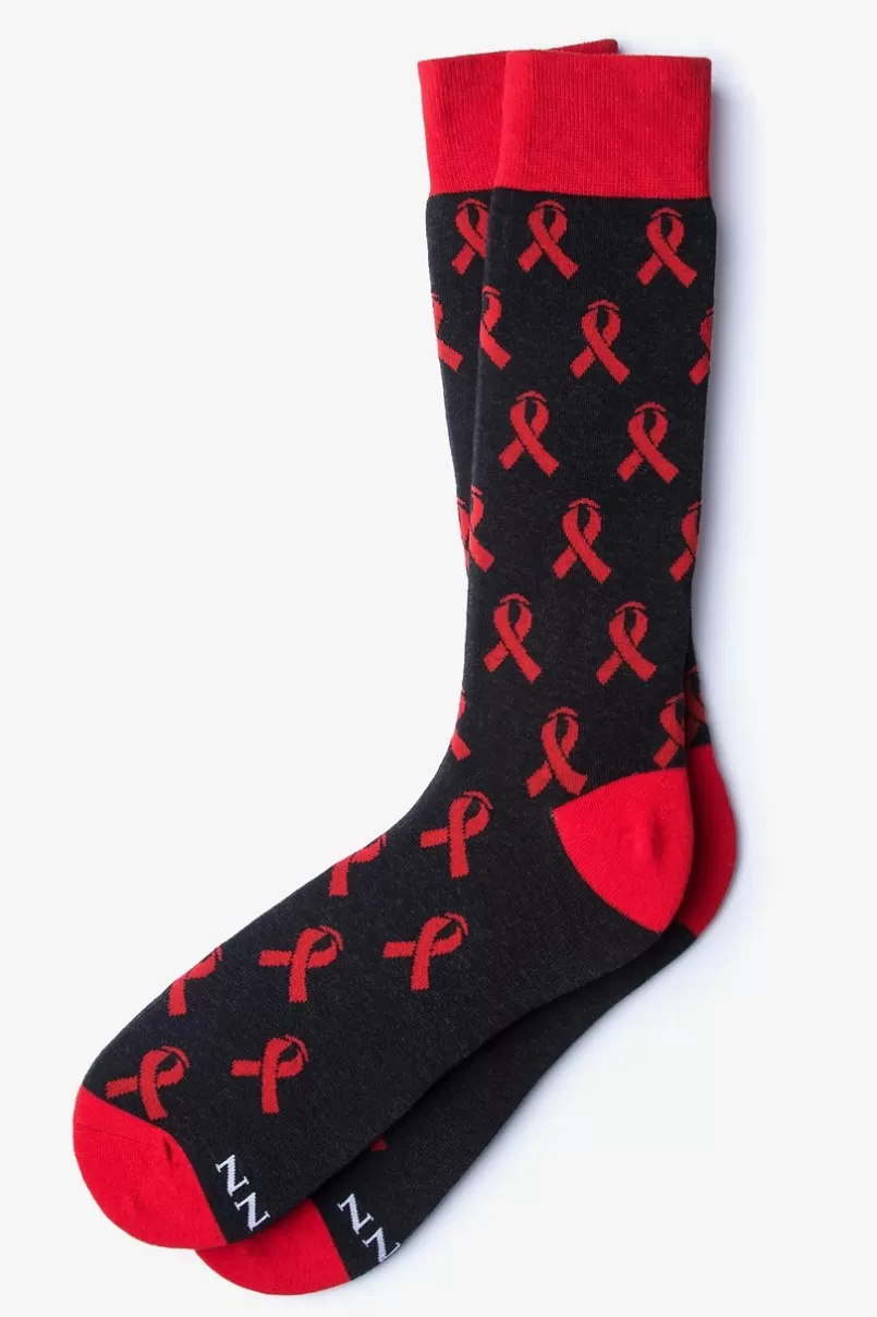 Ties HIV/AIDS Awareness Black Sock Cheap