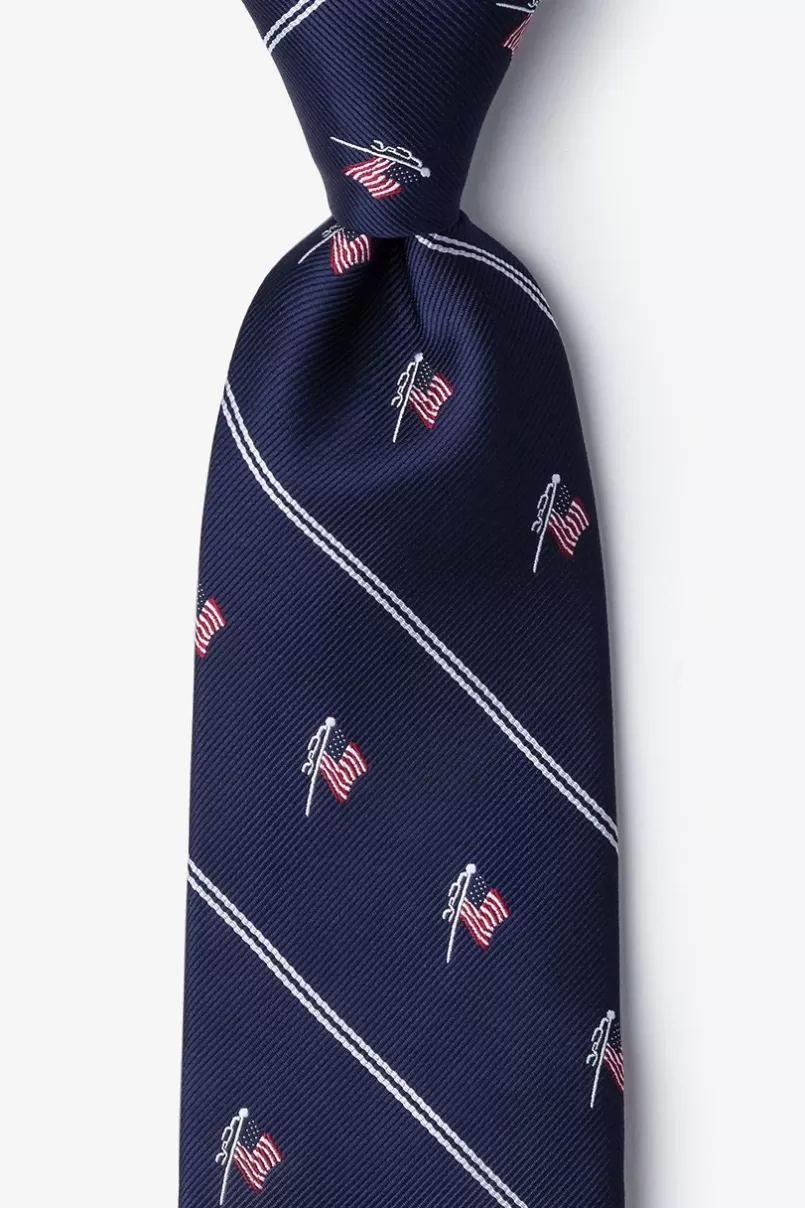 Ties Home of the Brave Navy Blue Tie Cheap