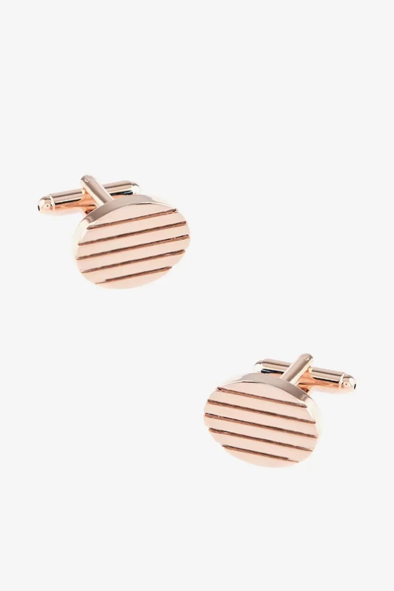 Ties Horizontal Grooves Rose Gold Cufflinks Discount