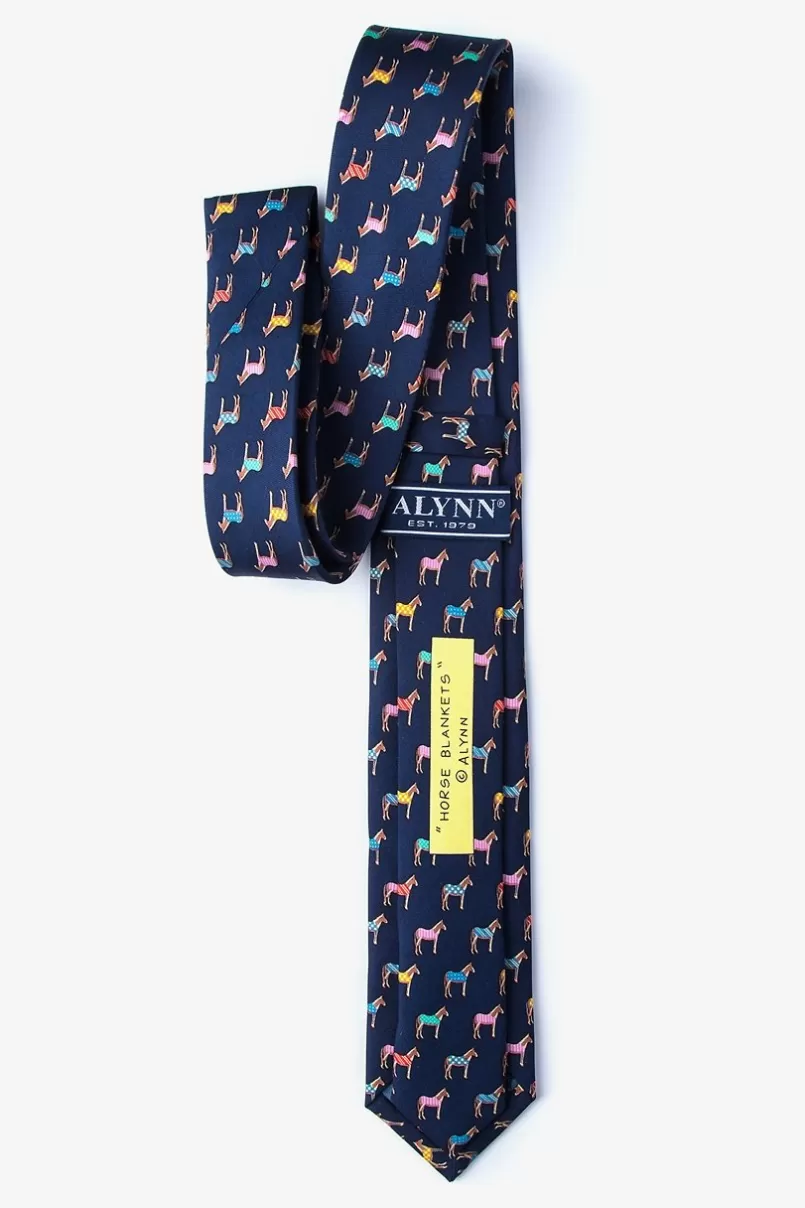 Ties Horse Blanket Navy Blue Skinny Tie Sale