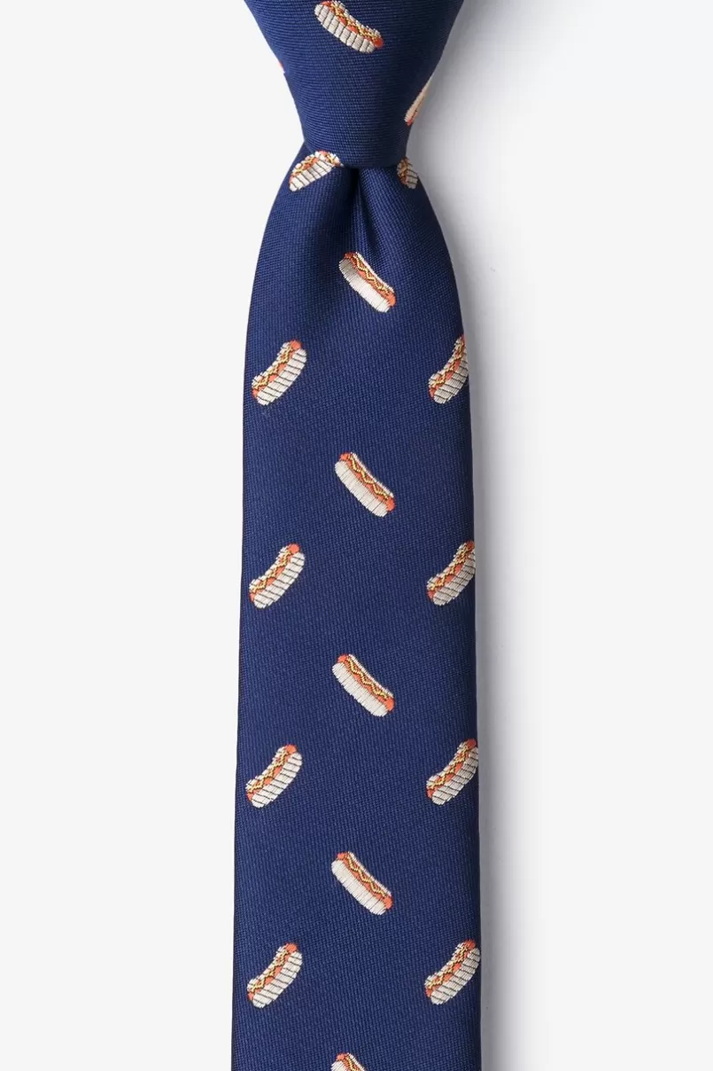 Ties Hot Dogs Navy Blue Skinny Tie Outlet