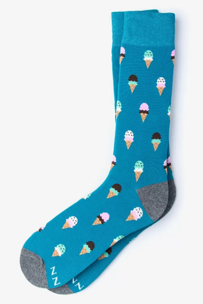 Ties Ice Cream Cone Sock Blue Cheap