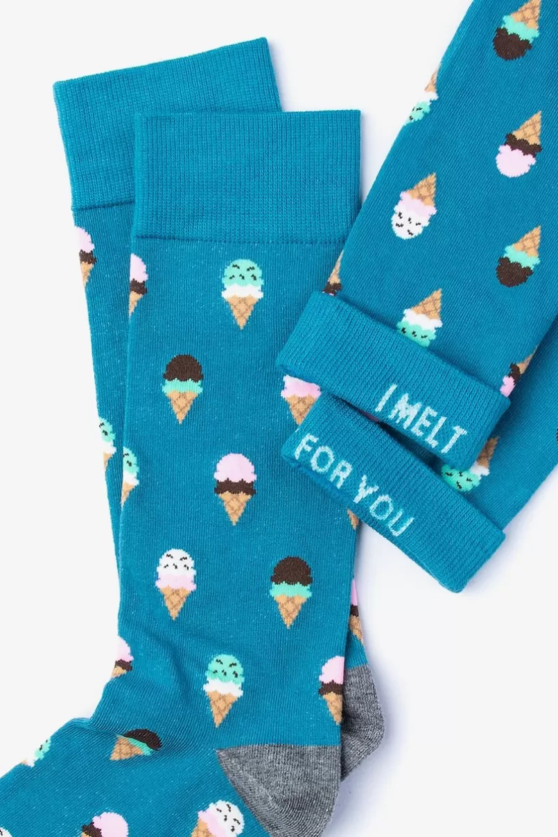 Ties Ice Cream Cone Sock Blue Cheap