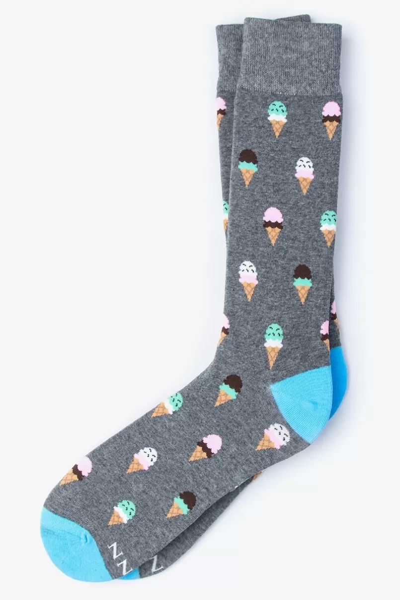 Ties Ice Cream Cone Sock Gray Discount