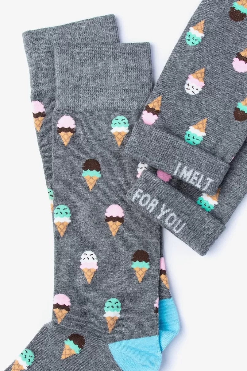 Ties Ice Cream Cone Sock Gray Discount