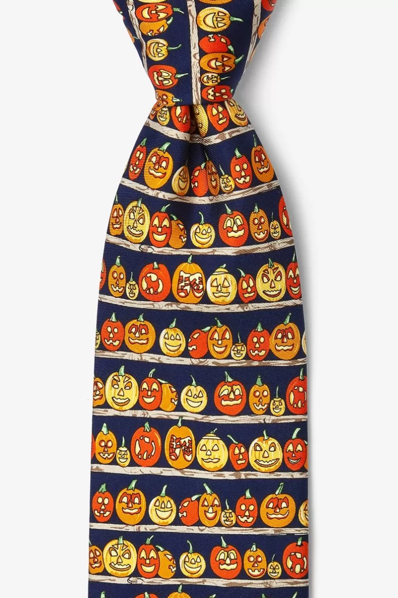 Ties Jack-O'-Lantern Contest Navy Blue Tie Shop