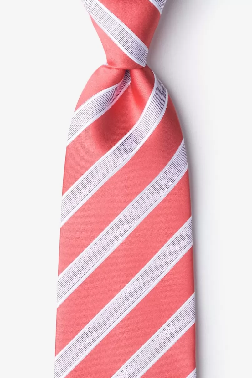 Ties Jefferson Stripe Extra Long Tie Coral Online