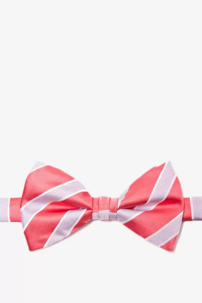 Ties Jefferson Stripe Pre-Tied Bow Tie Coral Flash Sale