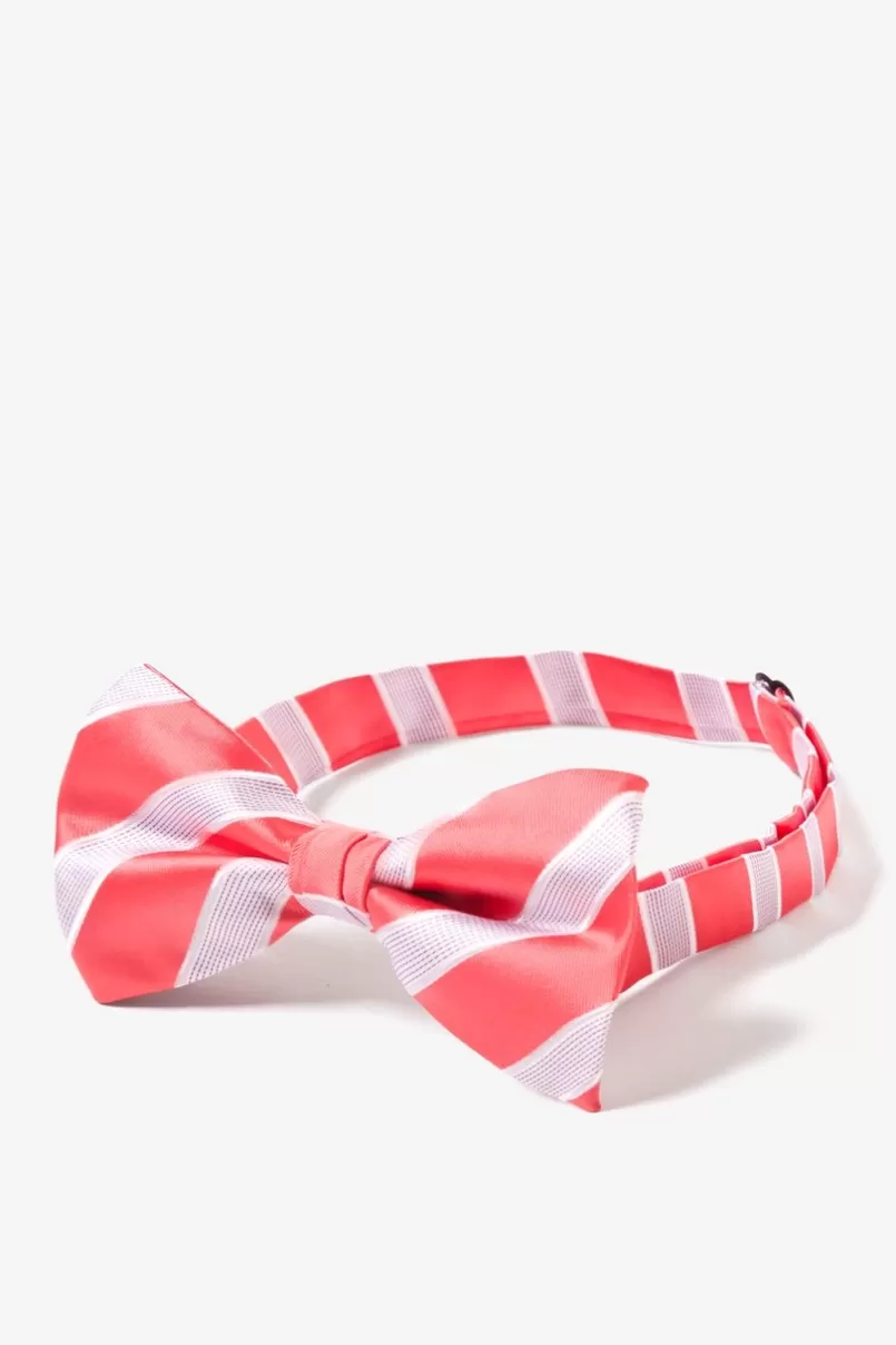 Ties Jefferson Stripe Pre-Tied Bow Tie Coral Flash Sale