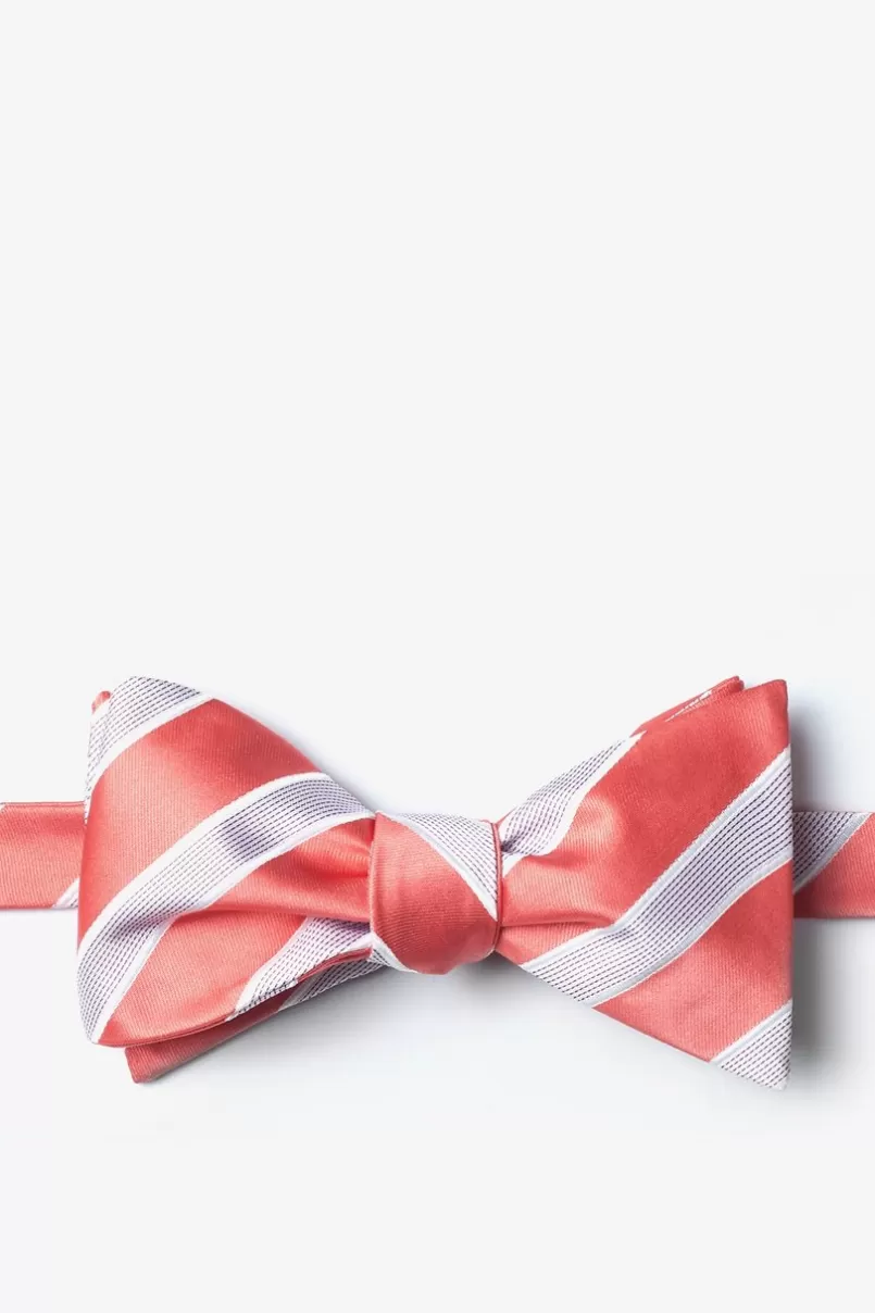 Ties Jefferson Stripe Self-Tie Bow Tie Coral Flash Sale