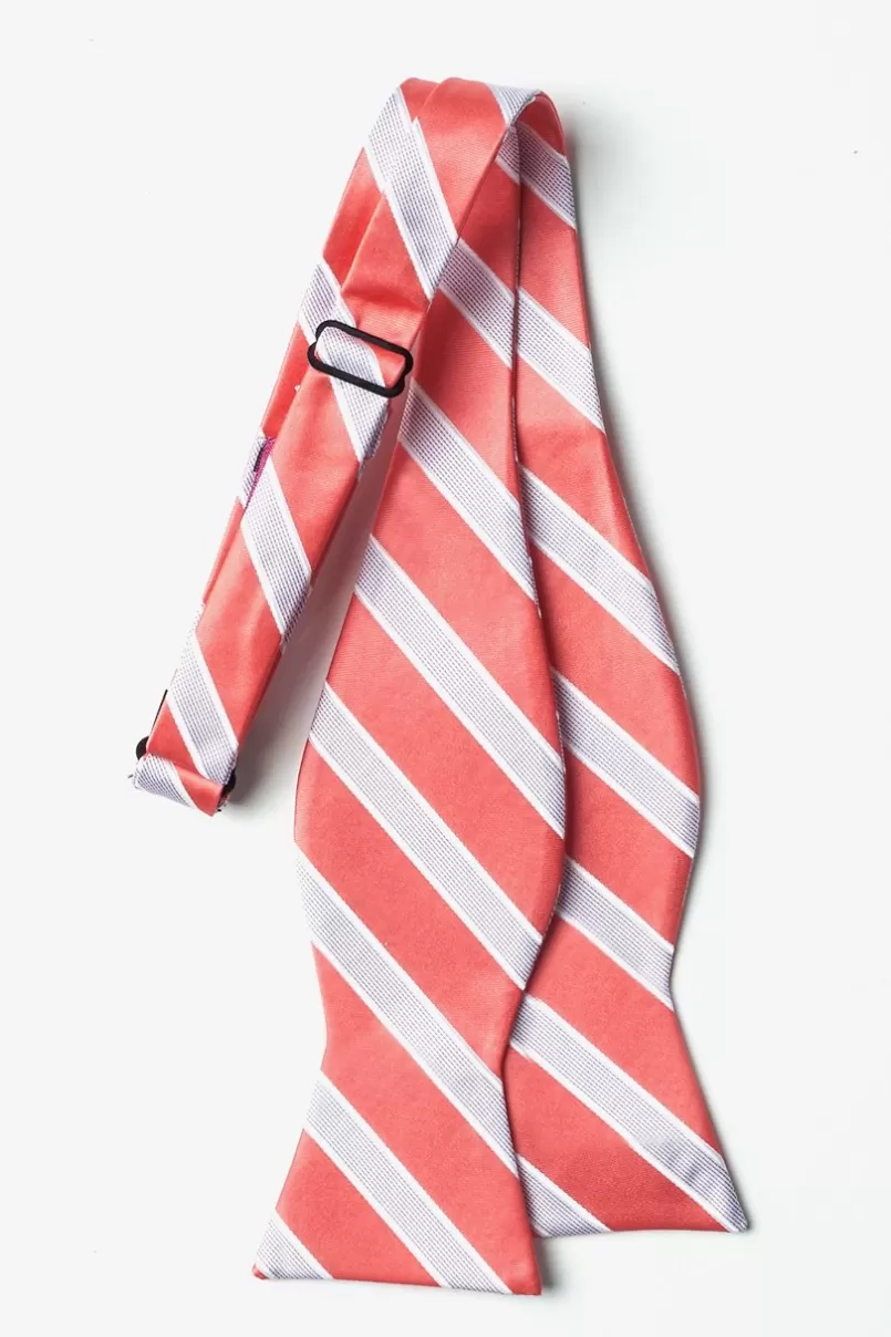 Ties Jefferson Stripe Self-Tie Bow Tie Coral Flash Sale