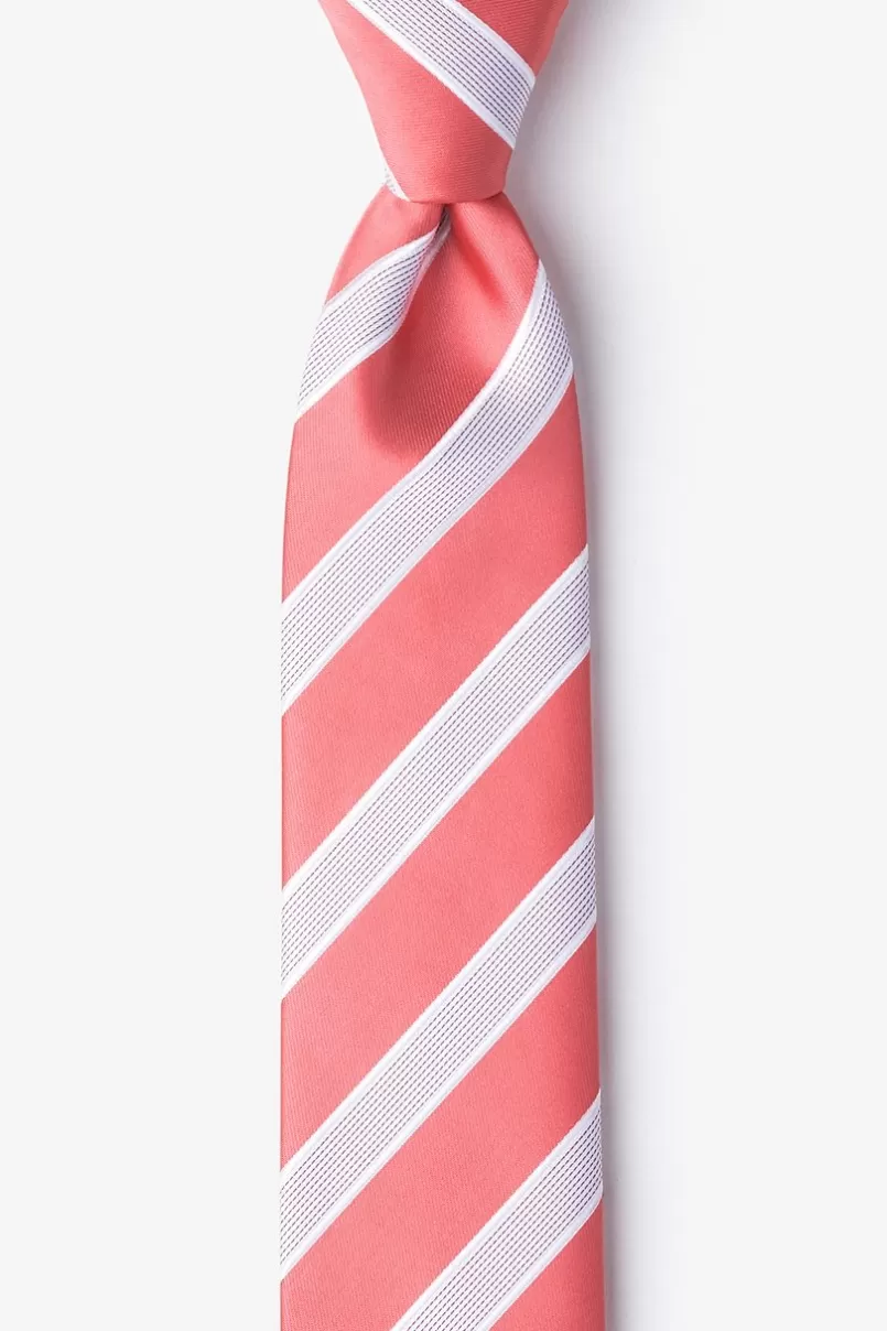 Ties Jefferson Stripe Skinny Tie Coral Clearance