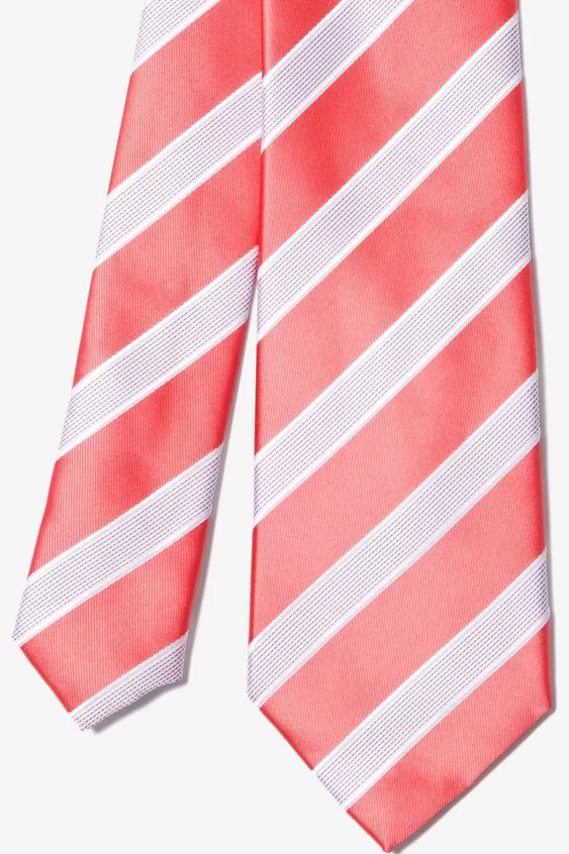 Ties Jefferson Stripe Skinny Tie Coral Clearance