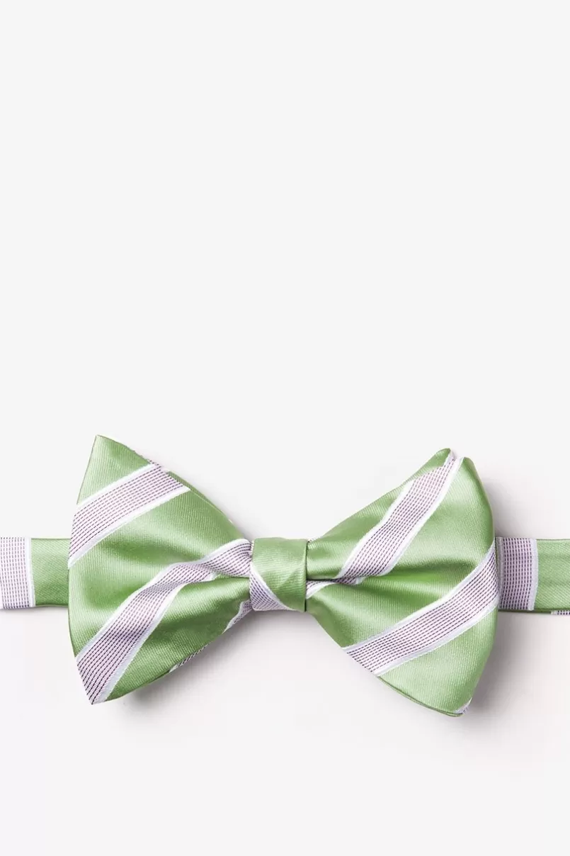 Ties Jefferson Stripe Pre-Tied Bow Tie Green Cheap