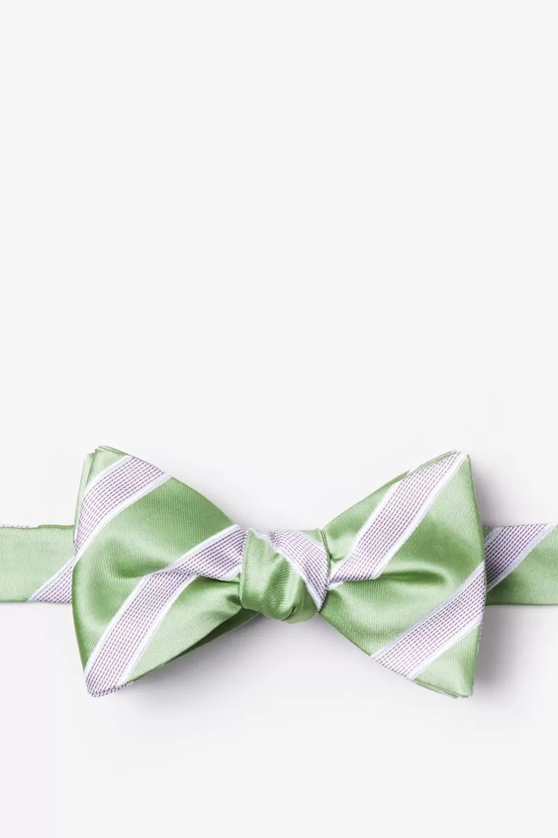 Ties Jefferson Stripe Self-Tie Bow Tie Green Fashion