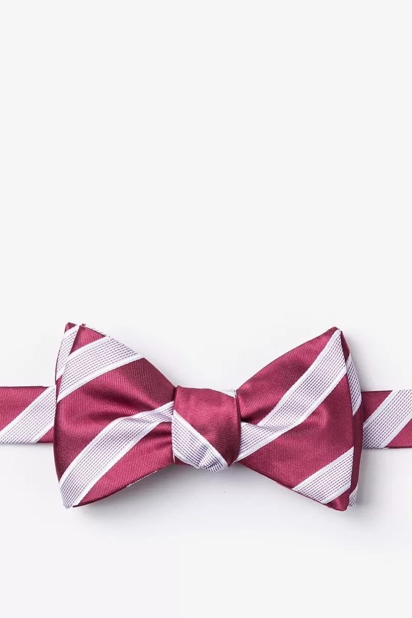 Ties Jefferson Stripe Self-Tie Bow Tie Maroon Best Sale