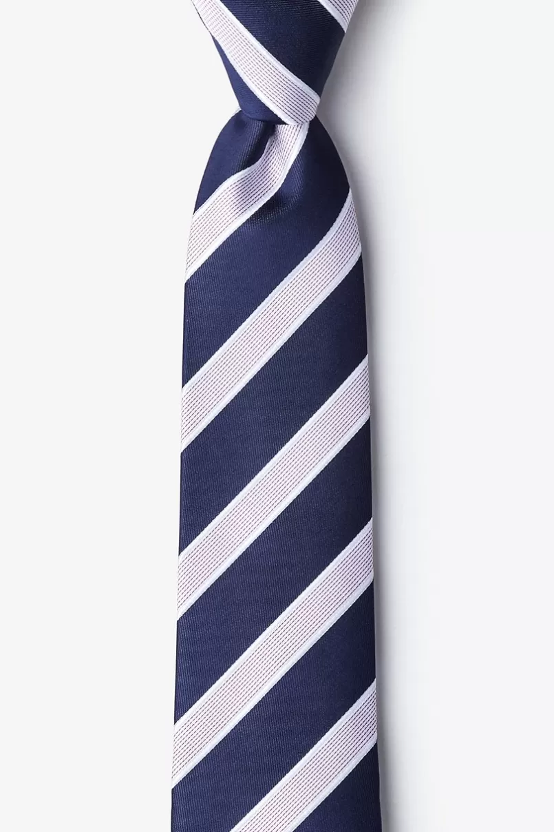 Ties Jefferson Stripe Navy Blue Skinny Tie NavyBlue Shop