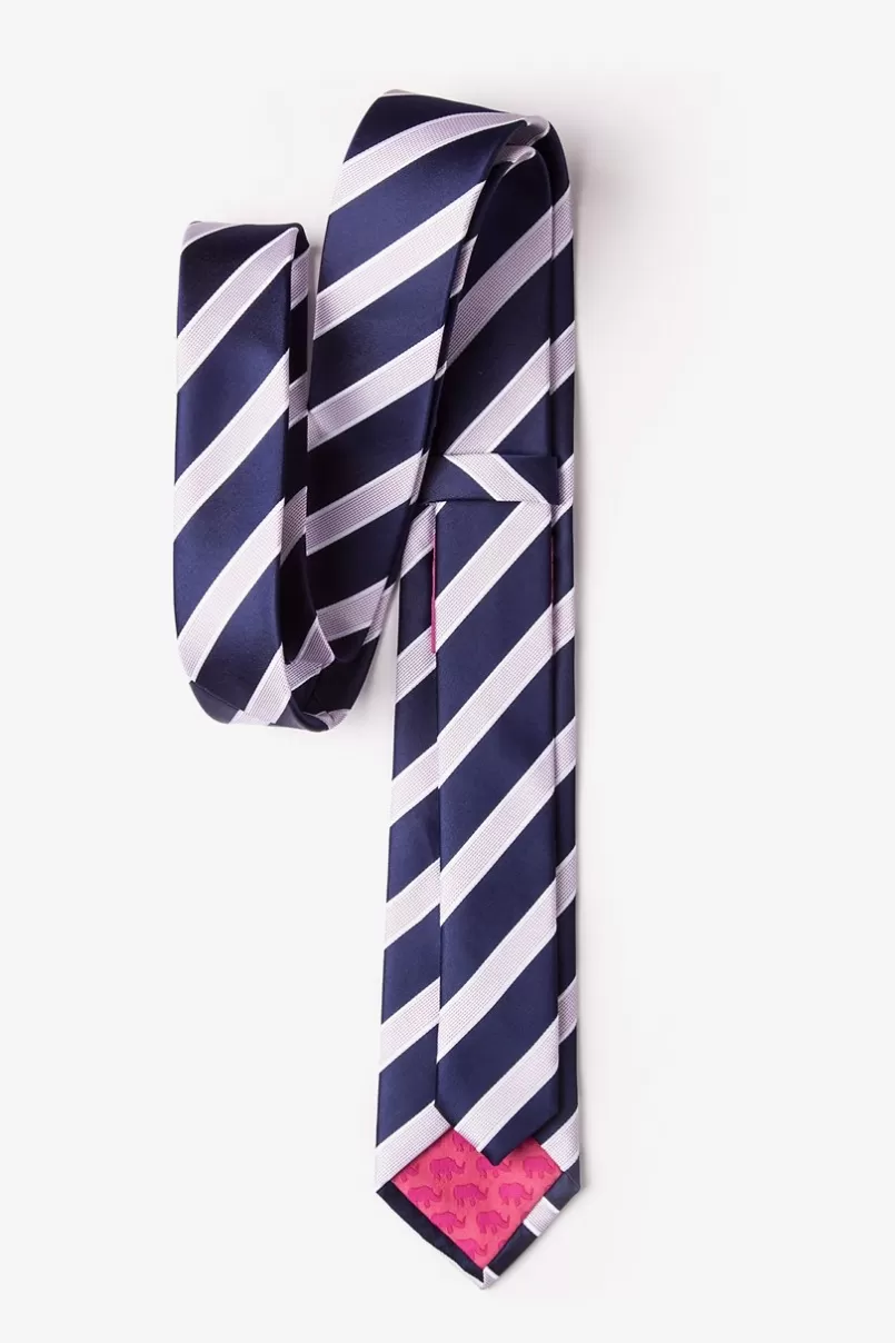 Ties Jefferson Stripe Navy Blue Skinny Tie NavyBlue Shop