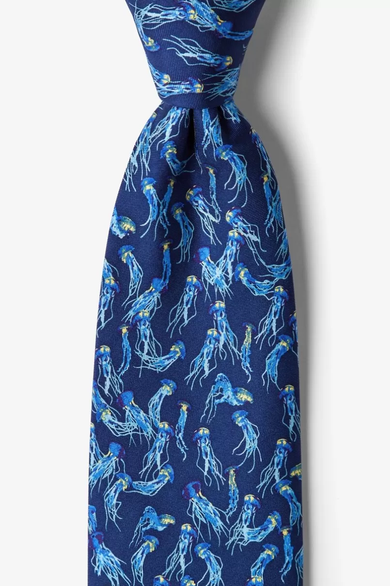 Ties Jellyfish Navy Blue Tie Store