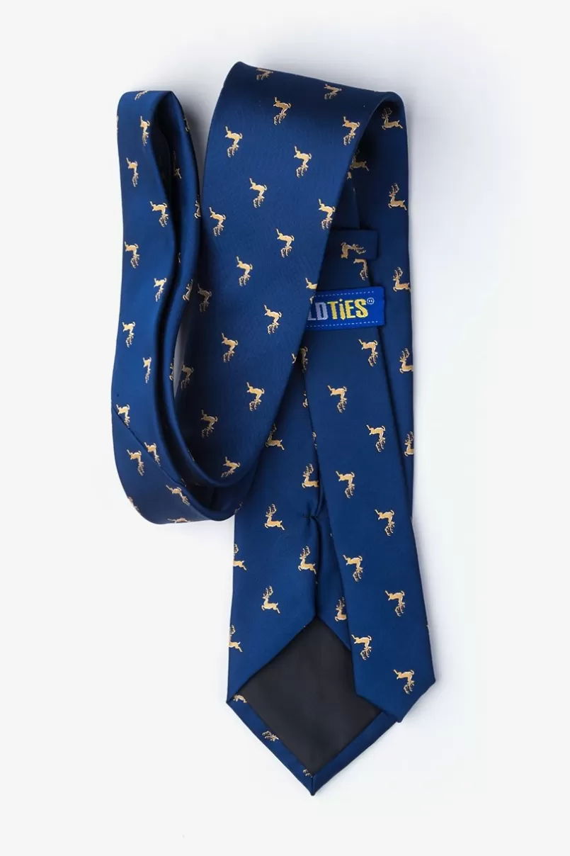 Ties Jumping Reindeer Navy Blue Tie NavyBlue Store