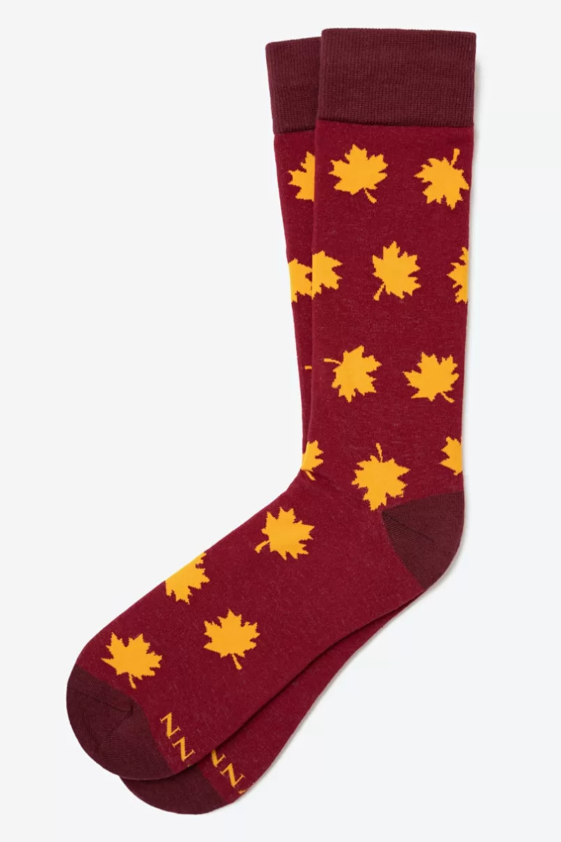 Ties Just Be Leaf Burgundy Sock Sale