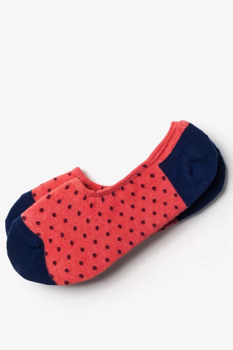 Ties Laguna Polka Dot Coral No-Show Sock Best