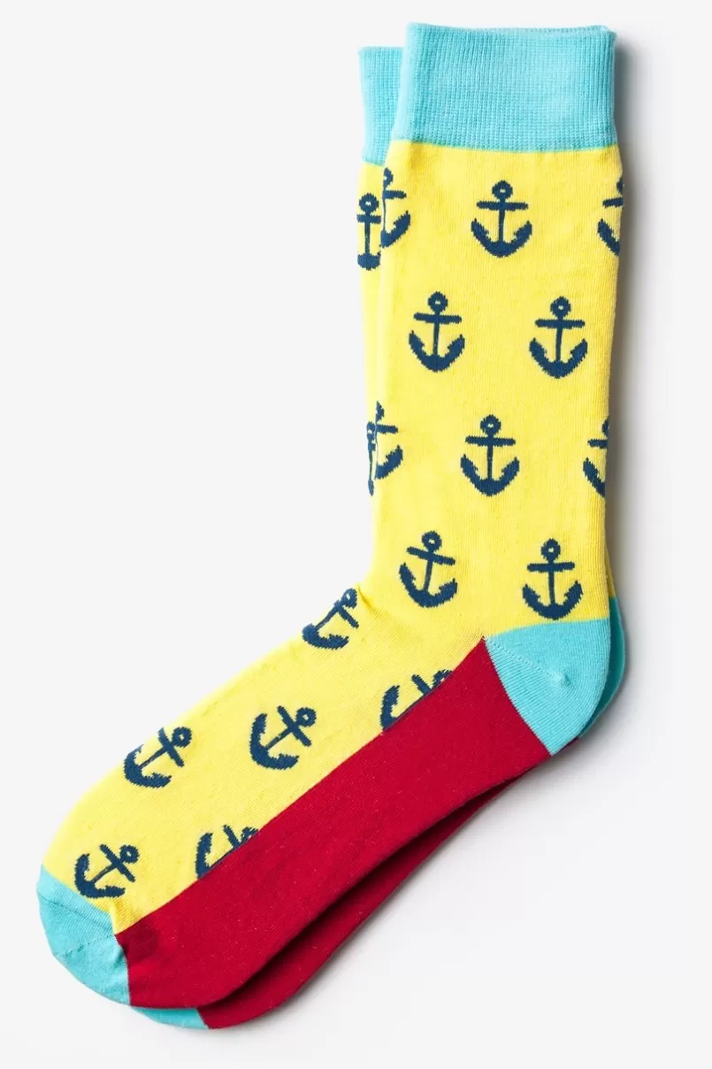 Ties Large Anchor Yellow Sock Flash Sale