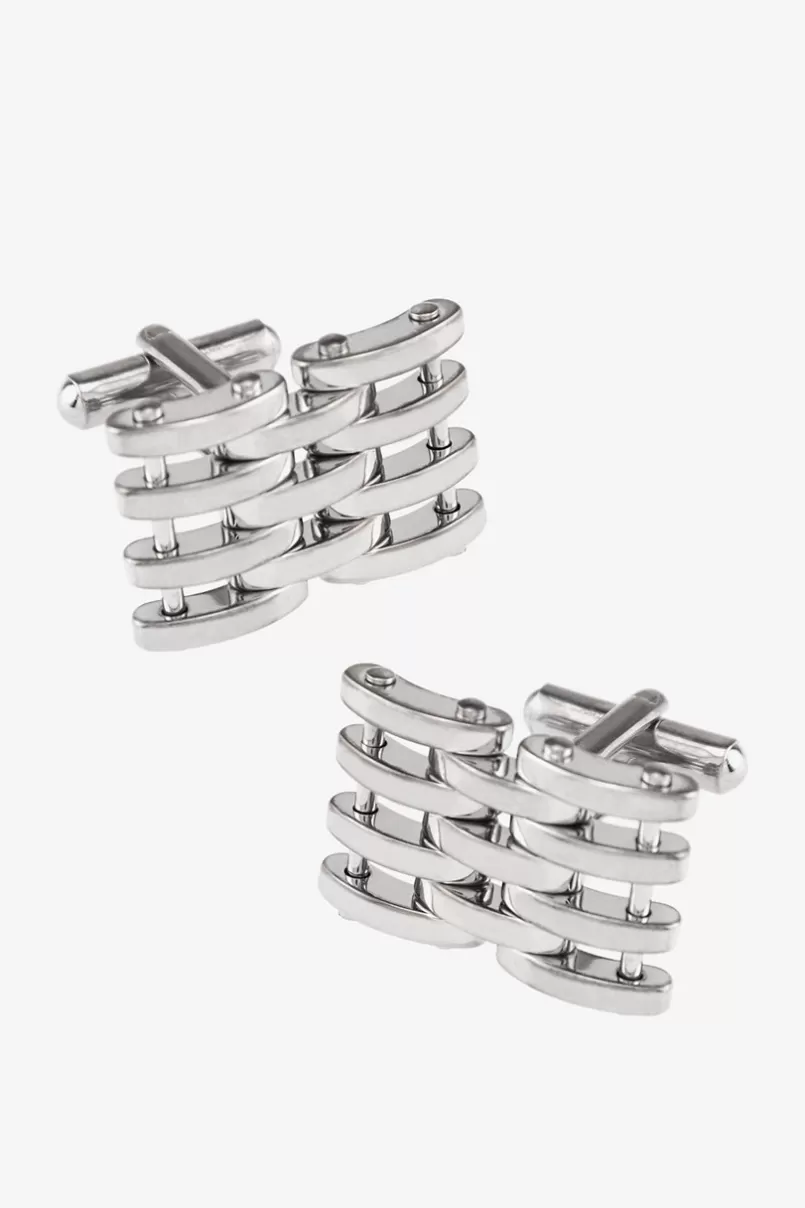 Ties Large Weave Silver Cufflinks Cheap