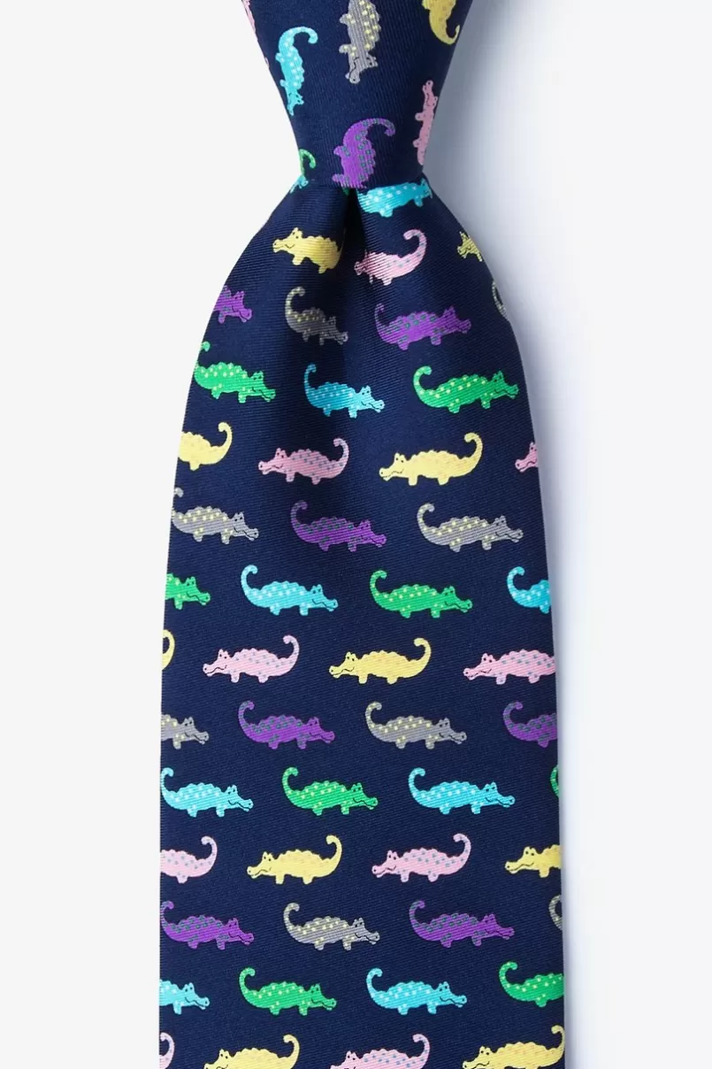 Ties Later Gator Navy Blue Tie Flash Sale